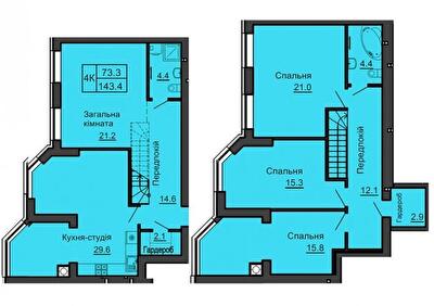 Двухуровневая 143.4 м² в ЖК София Сити от 32 000 грн/м², с. Софиевская Борщаговка