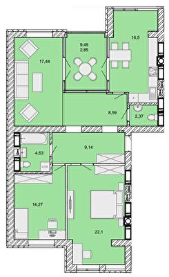 3-кімнатна 97.89 м² в ЖК Найкращий квартал від 27 000 грн/м², м. Ірпінь