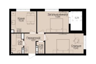 2-кімнатна 53.91 м² в ЖК Гостомель Residence від 22 000 грн/м², смт Гостомель