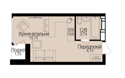 Студія 24.2 м² в ЖК Гостомель Residence від 24 000 грн/м², смт Гостомель