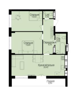 2-кімнатна 76.61 м² в ЖК Гостомель Residence від 22 500 грн/м², смт Гостомель
