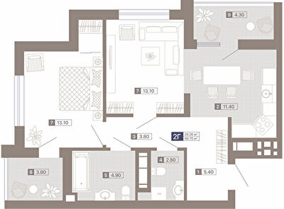 2-кімнатна 60.7 м² в ЖК Лук'янівський каскад від 49 068 грн/м², Київ