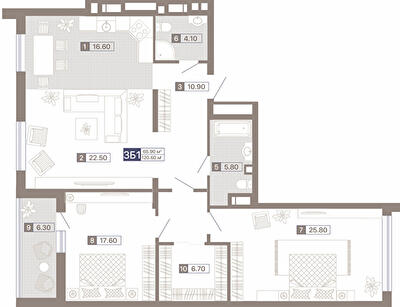 3-кімнатна 120.6 м² в ЖК Лук'янівський каскад від 41 031 грн/м², Київ