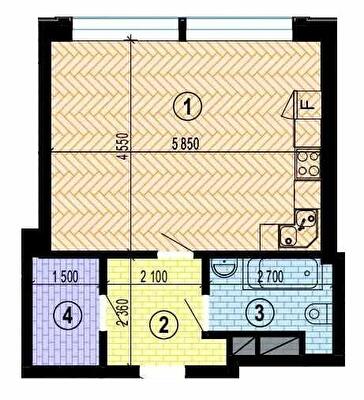 1-кімнатна 39.16 м² в БФК Twenty two від 34 350 грн/м², Харків