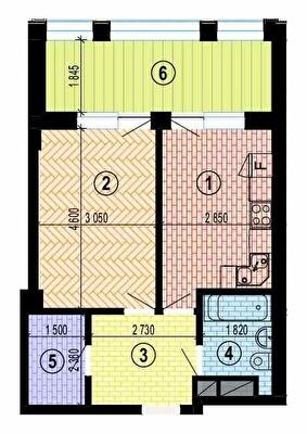 1-кімнатна 44.16 м² в БФК Twenty two від 34 350 грн/м², Харків