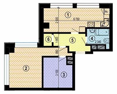 1-кімнатна 49.75 м² в БФК Twenty two від 32 500 грн/м², Харків