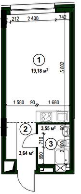 Студія 26.37 м² в ПБ на вул. Тургенєвська, 17 від 97 300 грн/м², Київ
