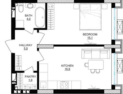 1-кімнатна 43 м² в ЖК DOCK32 від 50 000 грн/м², Київ