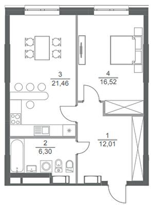 1-кімнатна 56.3 м² в ЖК Greenville Park від 45 650 грн/м², Київ