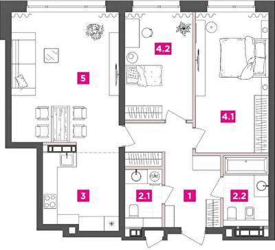 2-кімнатна 85.25 м² в ЖК ANRIL house від 60 000 грн/м², Київ
