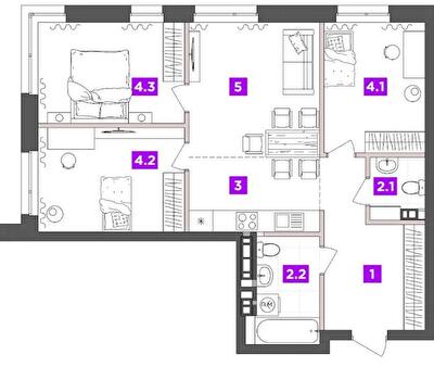 3-кімнатна 72.87 м² в ЖК ANRIL house від 59 700 грн/м², Київ