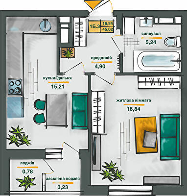 1-комнатная 45 м² в ЖК Сырецкие сады от 35 235 грн/м², Киев