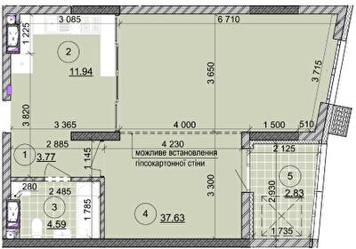 1-комнатная 60.76 м² в ЖК на ул. Евгена Маланюка (Сагайдака), 101 от 43 500 грн/м², Киев