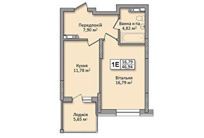 1-комнатная 46.94 м² в ЖК по ул. Ю. Кондратюка от 30 400 грн/м², Киев
