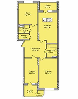 3-кімнатна 113.6 м² в ЖК по вул. Ю. Кондратюка від 27 000 грн/м², Київ