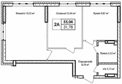 2-кімнатна 56.04 м² в ЖК Синергія Київ від 28 850 грн/м², Київ