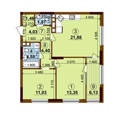 2-комнатная 68.7 м² в ЖК Варшавский Плюс от 25 544 грн/м², Киев