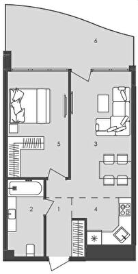 1-кімнатна 51.78 м² в  Aura Apart від 36 900 грн/м², Одеса