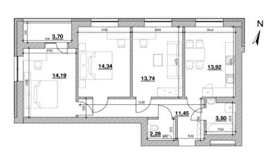 3-кімнатна 77.43 м² в ЖК Шенген від 23 939 грн/м², Львів