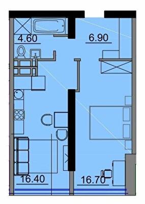 1-кімнатна 44.6 м² в Апарт-комплекс Times від 22 000 грн/м², Одеса