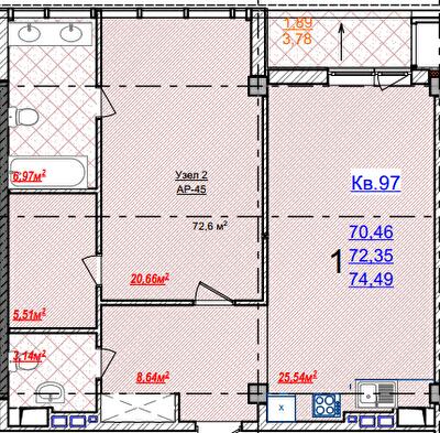 2-кімнатна 74.49 м² в ЖК Green Wood від 52 800 грн/м², Одеса