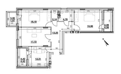 3-комнатная 93.76 м² в ЖК Ріел Сіті от 20 104 грн/м², Львов