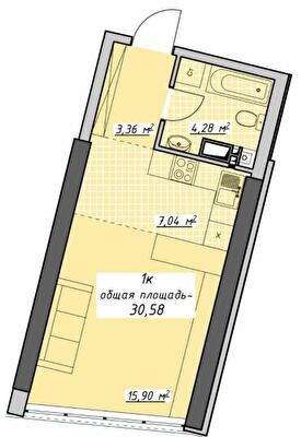1-кімнатна 30.58 м² в ЖК Атмосфера від 28 400 грн/м², Одеса