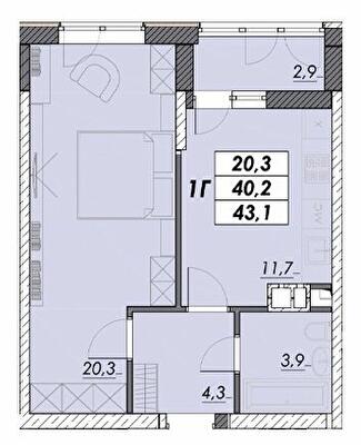 1-кімнатна 43.1 м² в ЖК Прохоровський квартал від 25 000 грн/м², Одеса