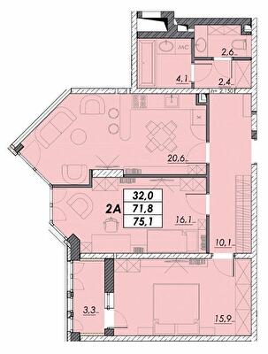 2-кімнатна 75.1 м² в ЖК Прохоровський квартал від 20 700 грн/м², Одеса