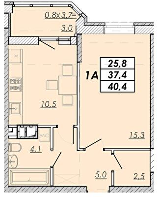 1-кімнатна 40.4 м² в ЖК Прохоровський квартал від 26 750 грн/м², Одеса