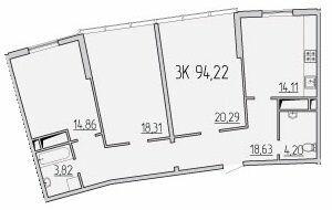 3-комнатная 94.22 м² в ЖК Сорок вторая жемчужина от 27 250 грн/м², Одесса