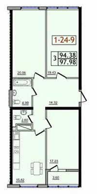 3-кімнатна 97.98 м² в ЖК Сорок сьома перлина від 19 750 грн/м², с. Крижанівка