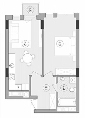 1-комнатная 47.73 м² в ЖК Фруктовая аллея от застройщика, Львов