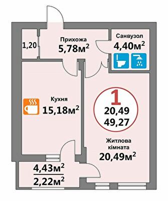 1-комнатная 49.27 м² в ЖК Эко-дом на Надежной от 19 500 грн/м², Львов