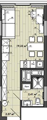 Студия 25.81 м² в Апарт-комплекс WELL towers от 42 350 грн/м², Львов
