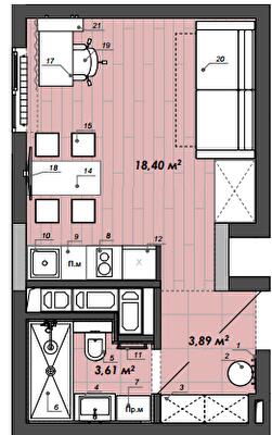 Студия 25.9 м² в Апарт-комплекс WELL towers от 42 350 грн/м², Львов