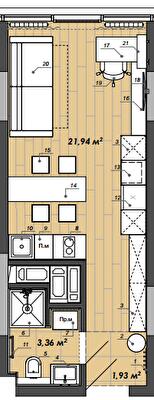 Студия 27.93 м² в Апарт-комплекс WELL towers от 42 350 грн/м², Львов