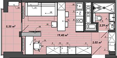 Студия 31.06 м² в Апарт-комплекс WELL towers от 42 350 грн/м², Львов