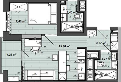 1-комнатная 34.75 м² в Апарт-комплекс WELL towers от 42 350 грн/м², Львов