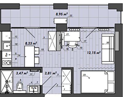 1-комнатная 35.61 м² в Апарт-комплекс WELL towers от 42 350 грн/м², Львов