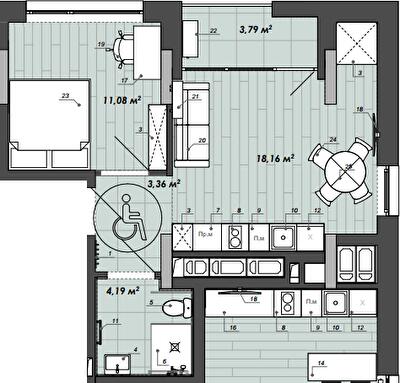 1-комнатная 40.58 м² в Апарт-комплекс WELL towers от 40 700 грн/м², Львов