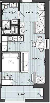 1-комнатная 41.47 м² в Апарт-комплекс WELL towers от 39 300 грн/м², Львов