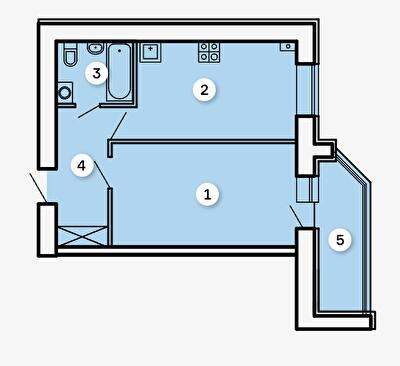 1-кімнатна 43.69 м² в ЖК Kvartal від 37 000 грн/м², Запоріжжя