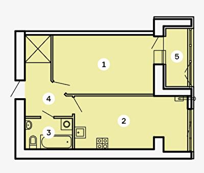 1-кімнатна 51.35 м² в ЖК Kvartal від 37 000 грн/м², Запоріжжя