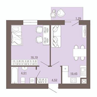 1-комнатная 45.96 м² в ЖК Проект Панорама от 18 500 грн/м², г. Пустомыты