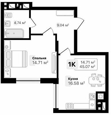 1-кімнатна 45.07 м² в ЖК AUROOM FOREST від 20 700 грн/м², м. Винники