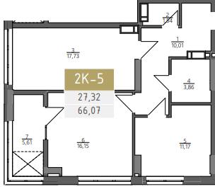 2-комнатная 66.07 м² в ЖК Liberty Gardens от 29 500 грн/м², Харьков