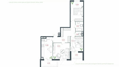 3-комнатная 92.94 м² в ЖК Озерный гай (Гатное) от 26 641 грн/м², с. Гатное