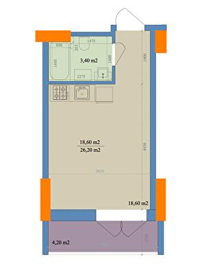 1-комнатная 26.2 м² в ЖК Магистр от 43 100 грн/м², Харьков