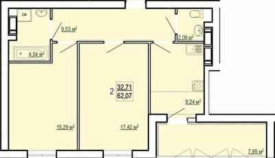 2-кімнатна 62.07 м² в ЖК Казка від 16 500 грн/м², Харків